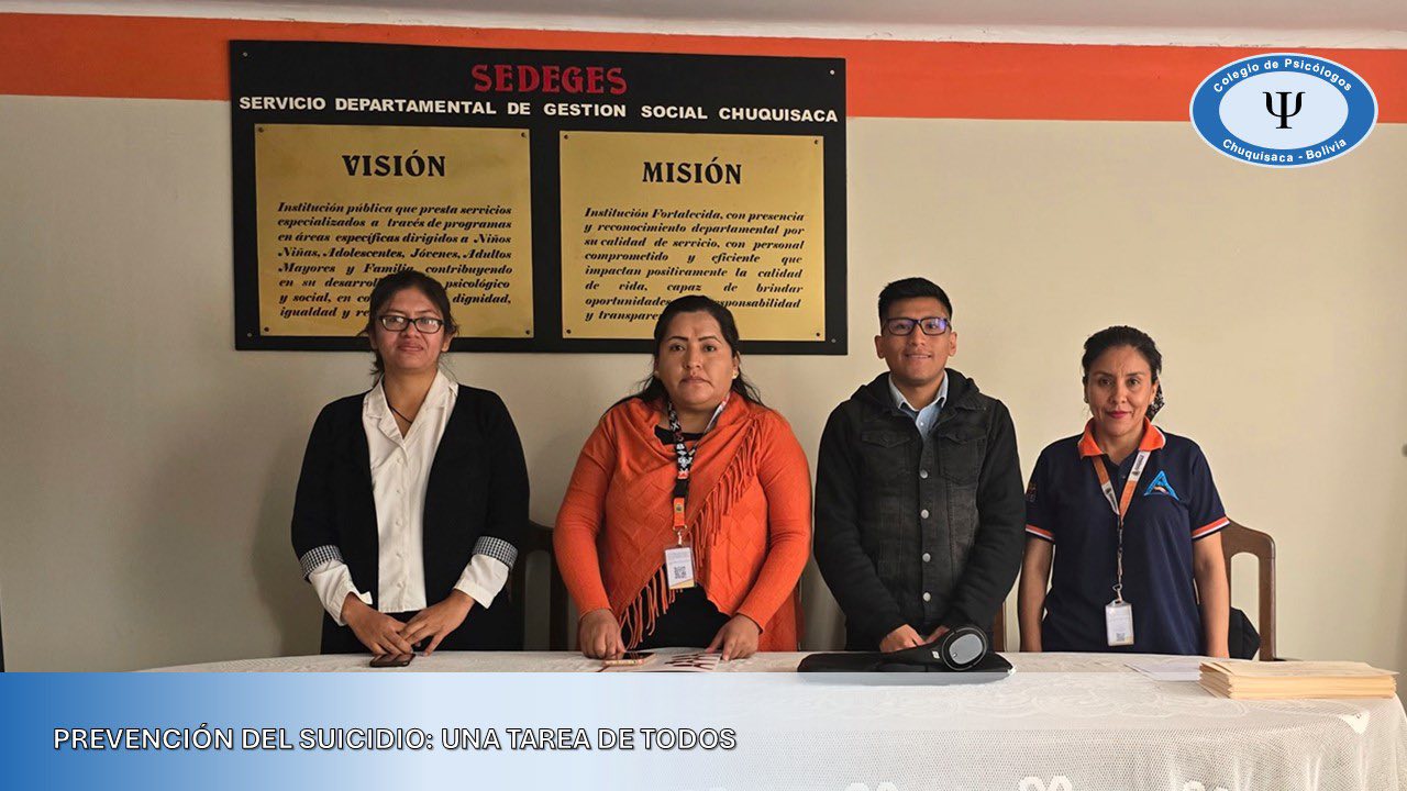 Taller de Prevención del suicidio dirigido para el Personal del Servicio Departamental de Gestión Social SEDEGES